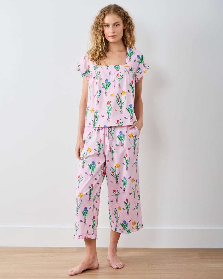 Tulip Trail - Pintuck Cropped  Set - Blush - Printfresh