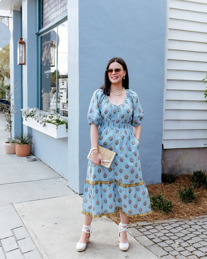 Wildflower Walks - Logan Dress - Soft Blue - Printfresh