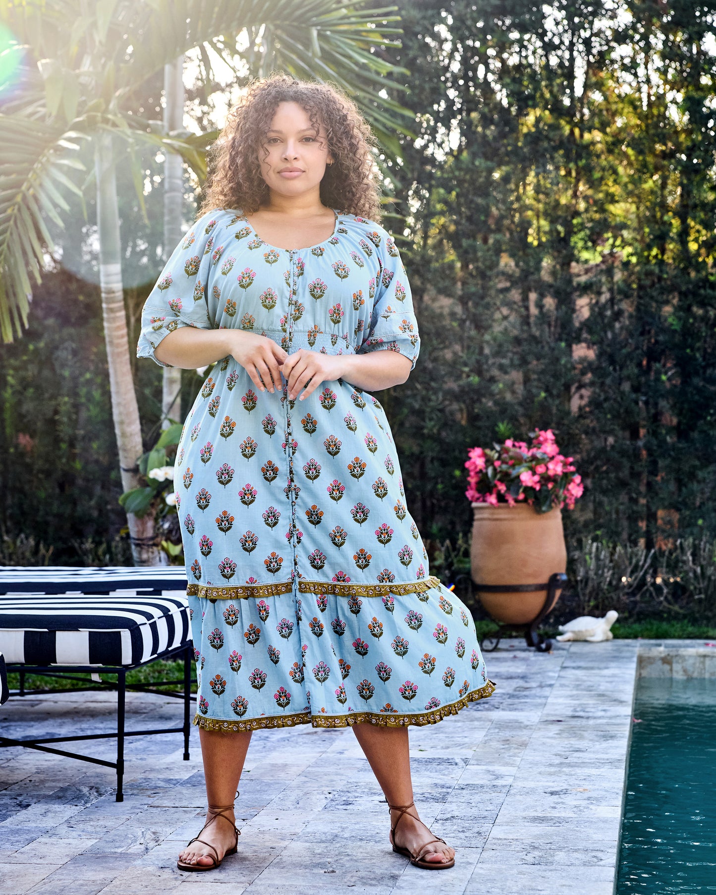 Wildflower Walks - Logan Dress - Soft Blue - Printfresh