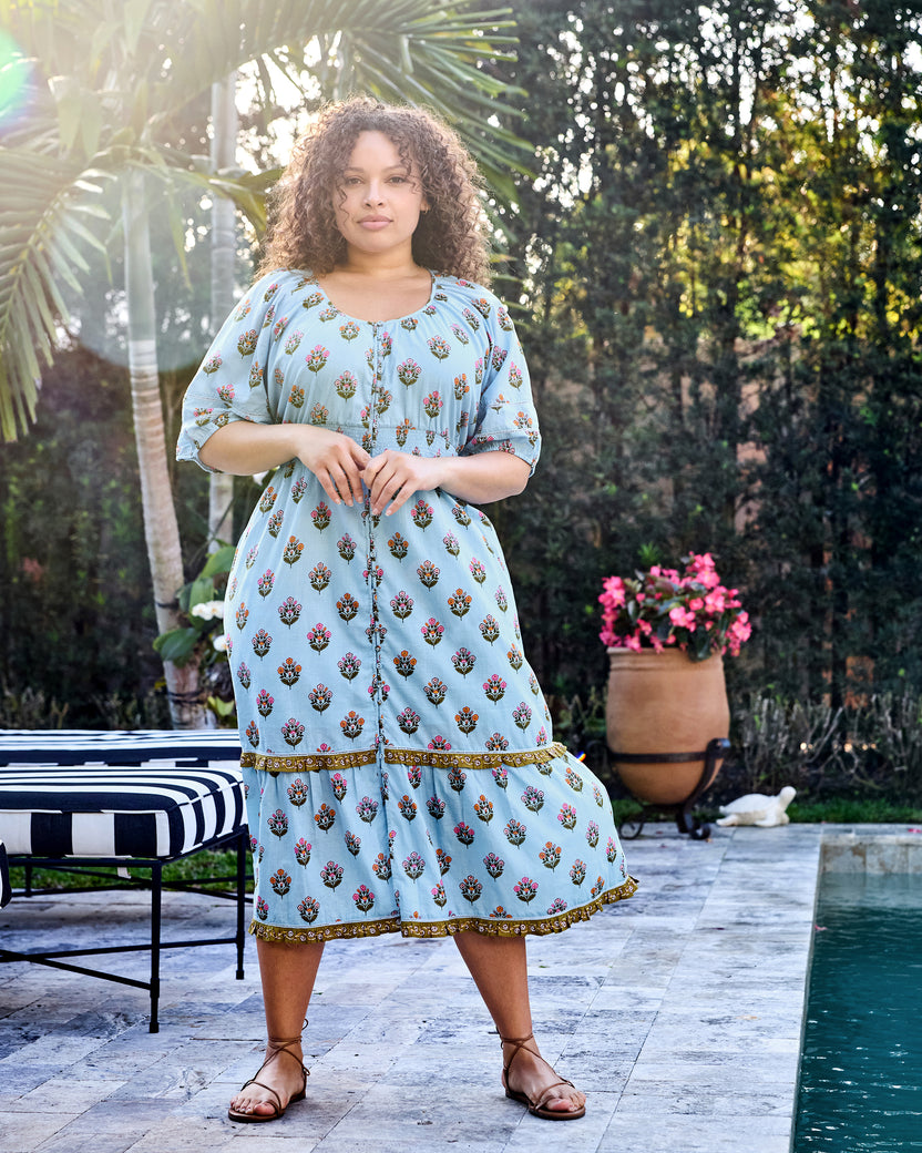 Wildflower Walks - Logan Dress - Soft Blue - Printfresh