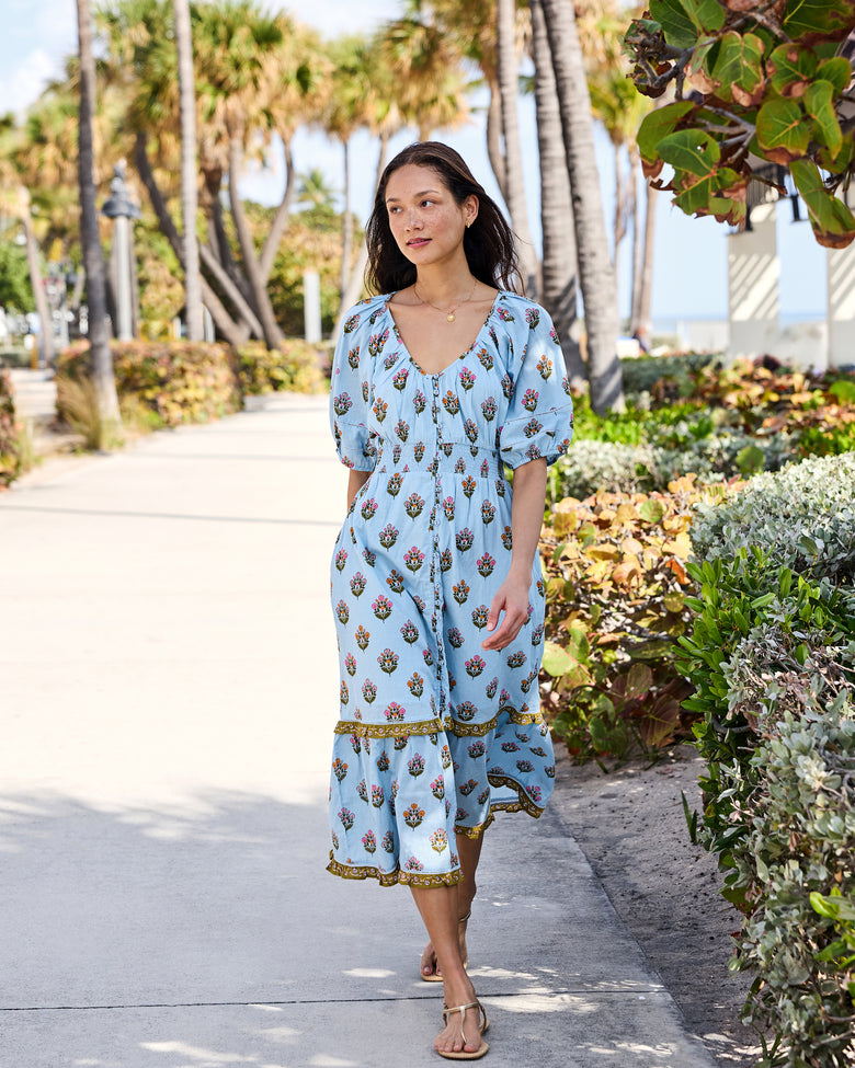 Wildflower Walks - Logan Dress - Soft Blue - Printfresh