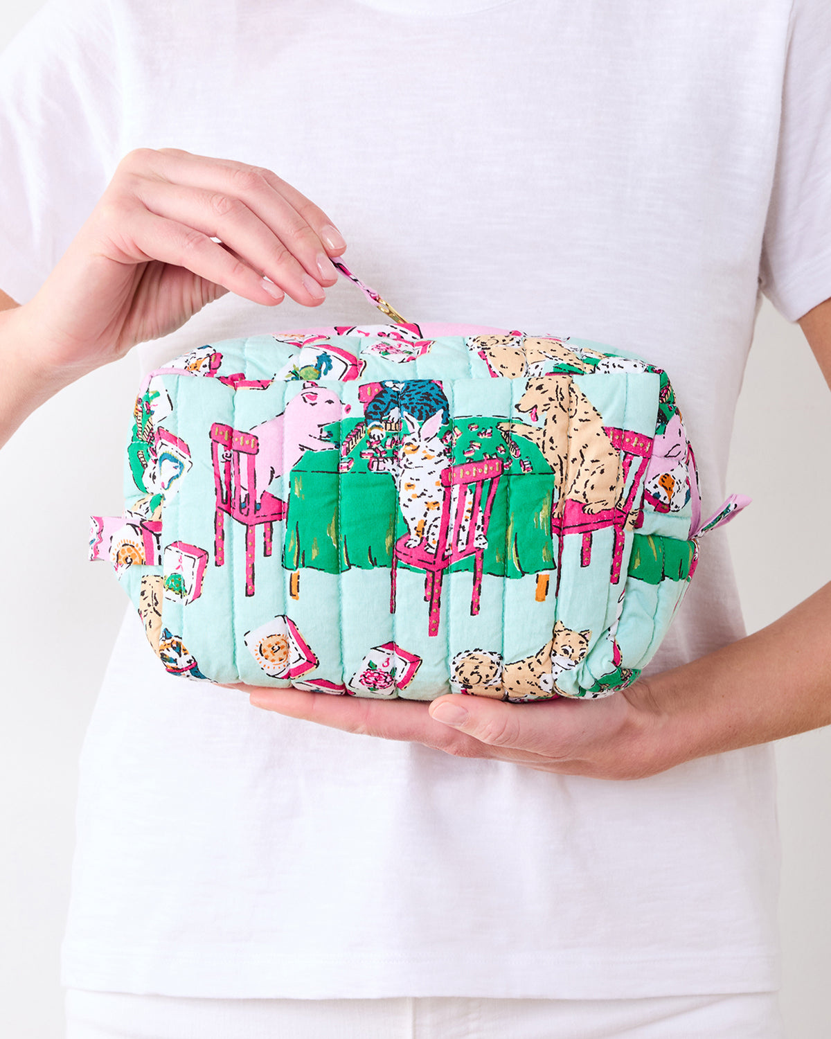 Mah Jongg Menagerie - Three’s Best Pouch Set - Pale Jade - Printfresh