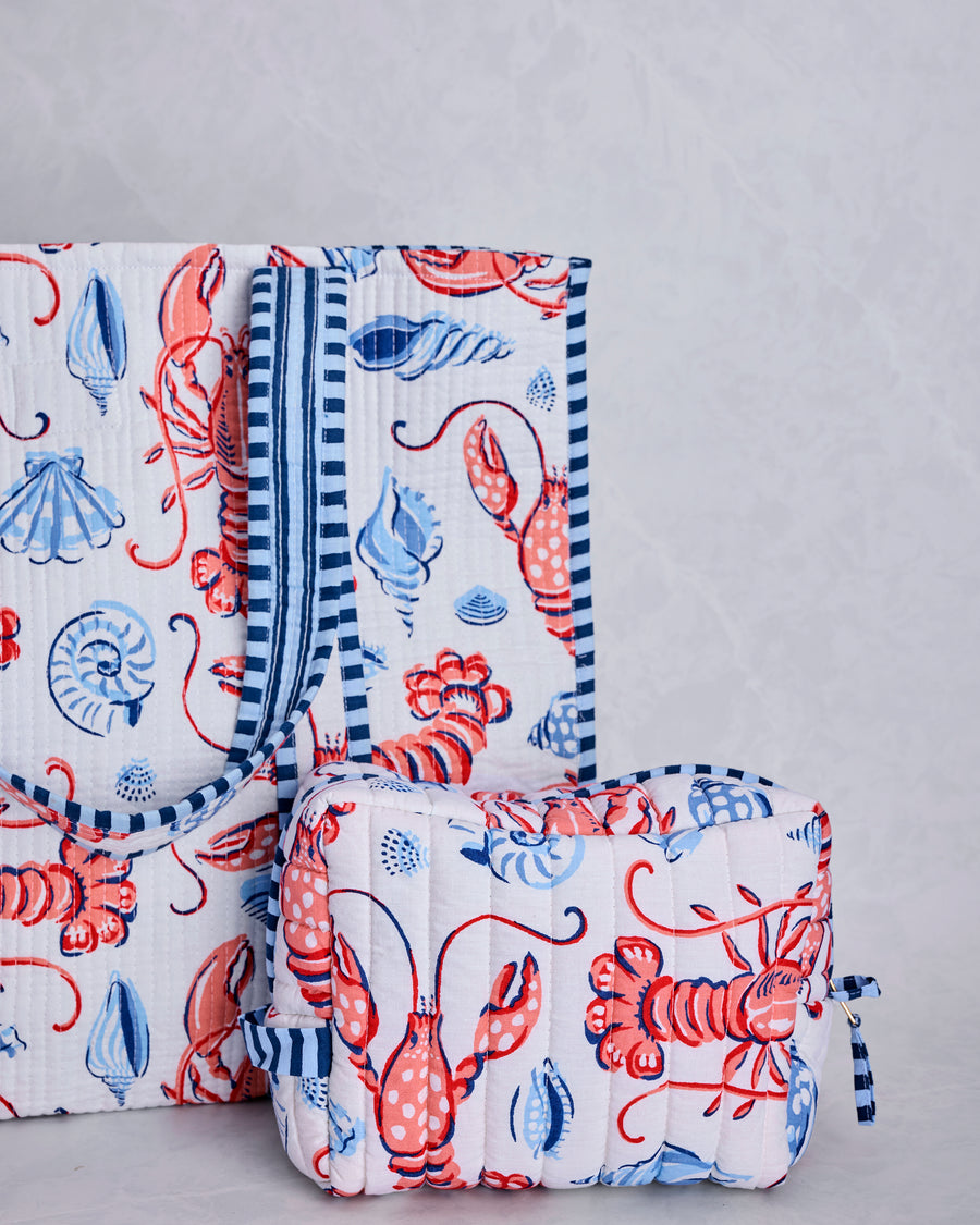 Lobster Landing - Traveler Tote & Quilted Pouch Bundle - Cloud - Printfresh