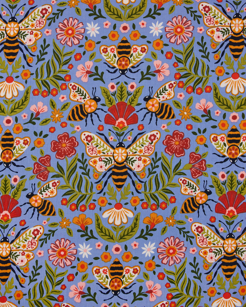Bee Tapestry - Getting Ready Robe - Delphinium Blue