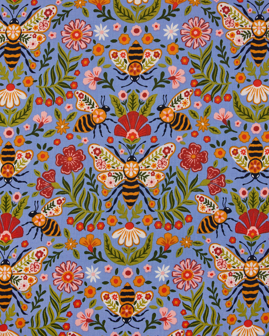 Bee Tapestry - Apron - Delphinium Blue