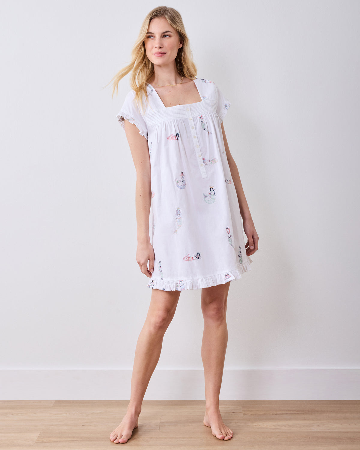 Daughters of Triton - Pintuck Nightgown - Cloud - Printfresh