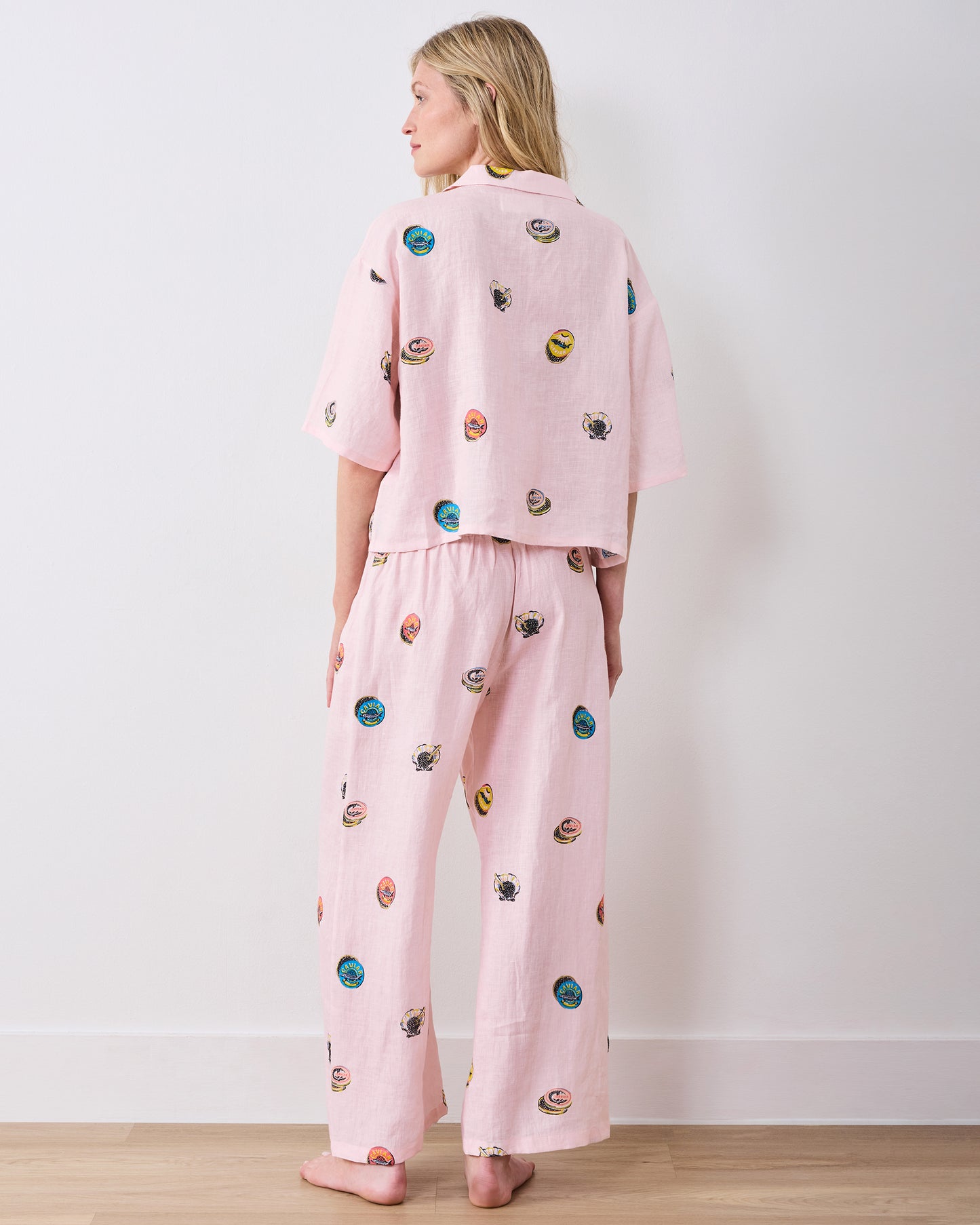 Embroidered Coastal Caviar - Linen Wildest Dreams Set - Pink Pearl
