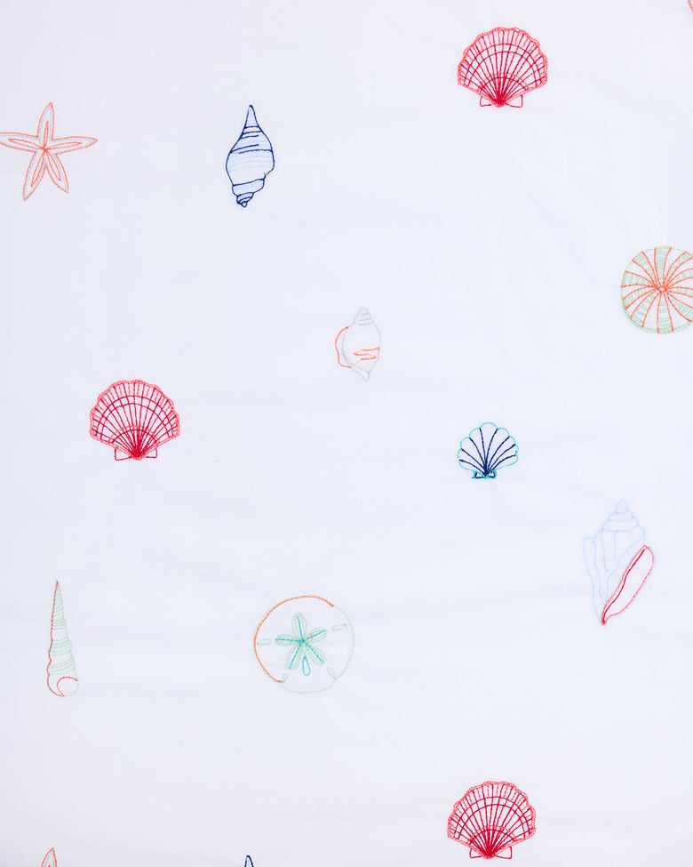 Embroidered Shells - Cropped PJ Pant - Coastal Cloud - Printfresh