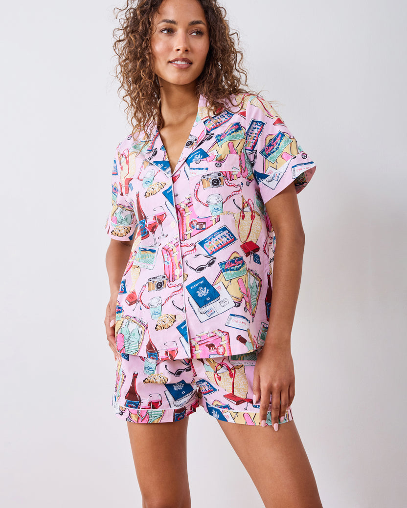 Emotional Baggage - Short PJ Set - Happy Place Pink