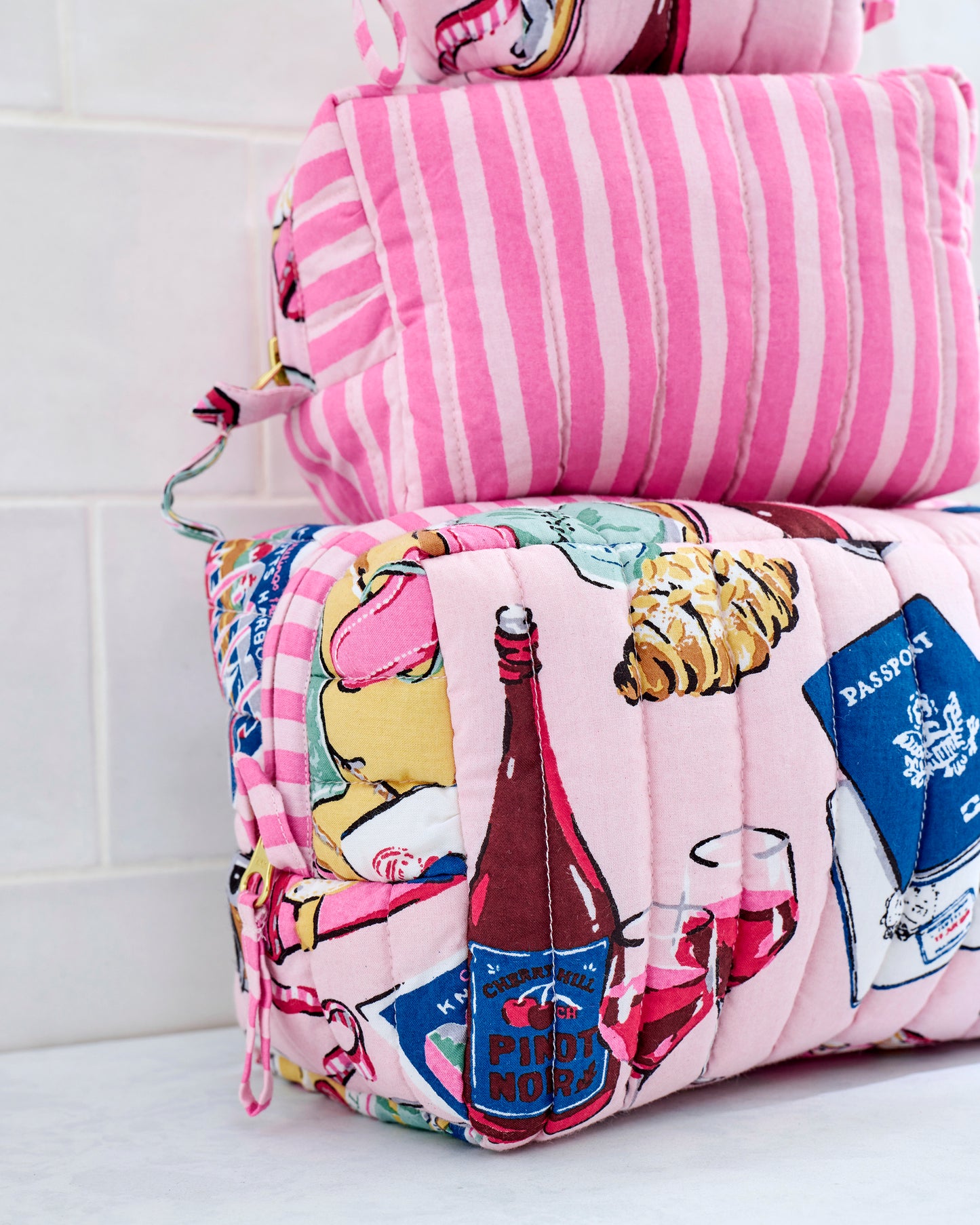 Emotional Baggage - Three’s Best Pouch Set - Happy Place Pink