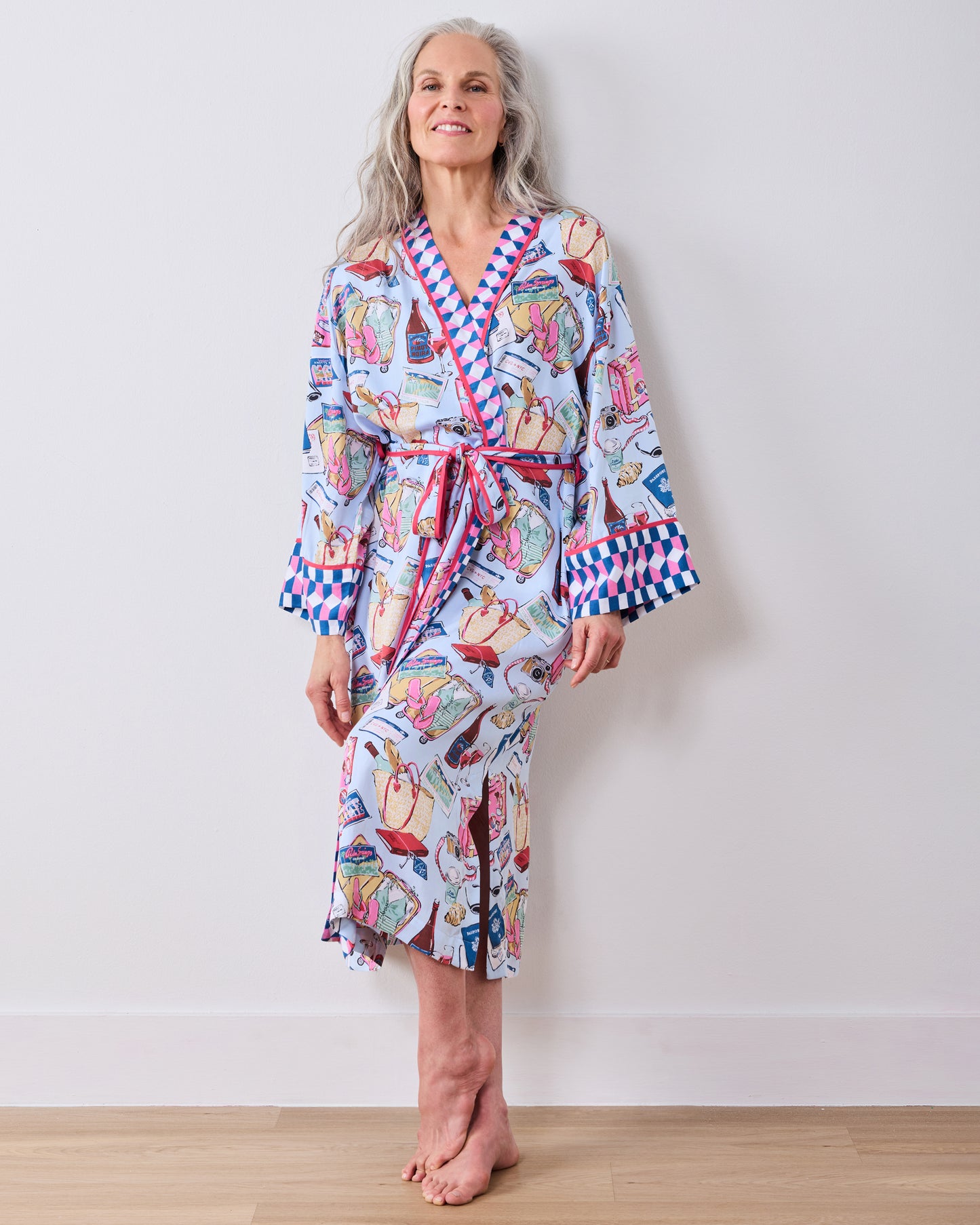 Emotional Baggage - Eco Satin Robe - Pale Blue