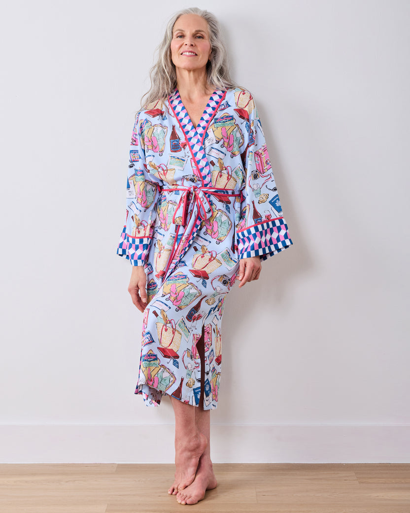 Emotional Baggage - Eco Satin Robe - Pale Blue