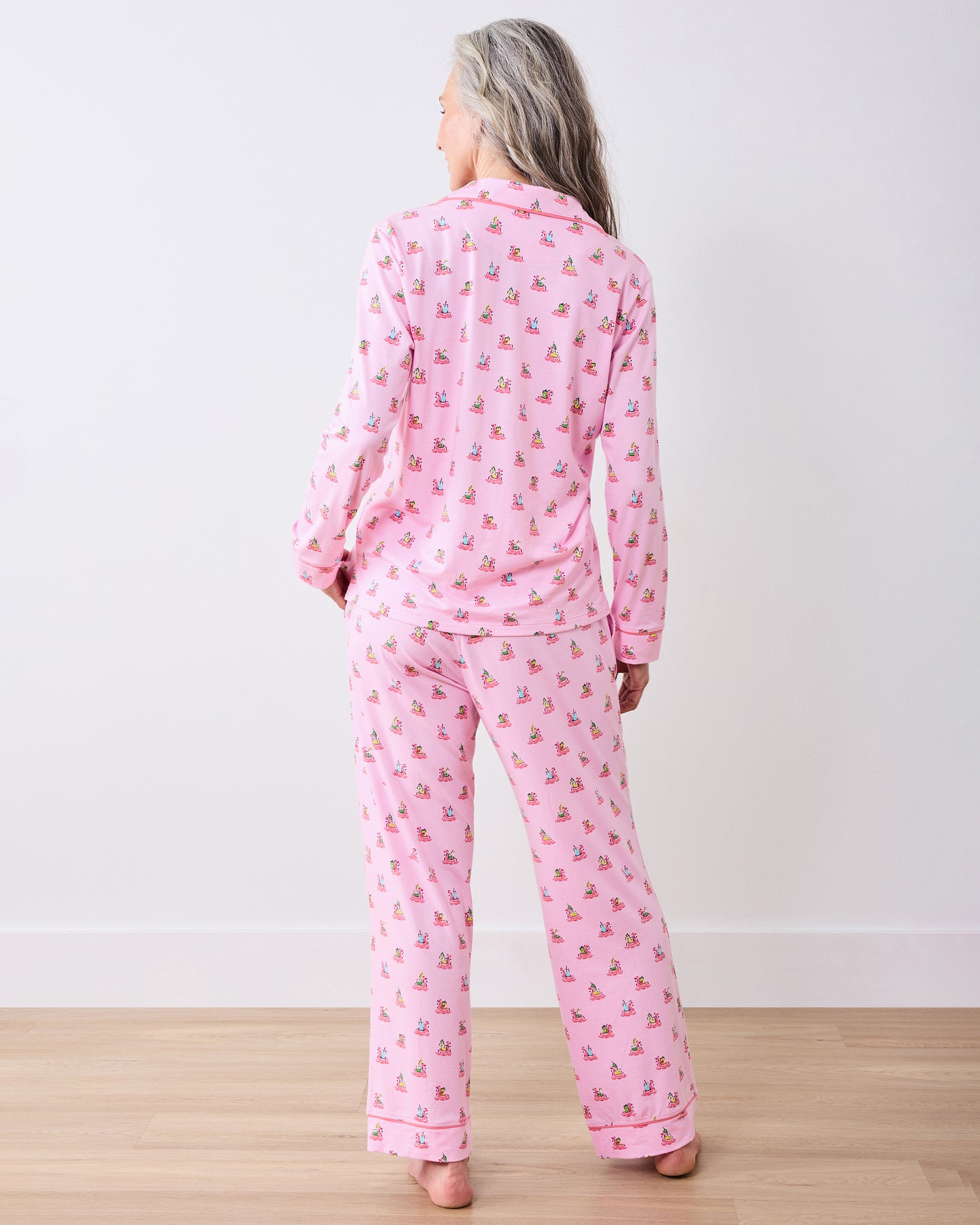 Flamingo Floaties - Organic Pima Modal Knit Long PJ Set - Pink Lemonade