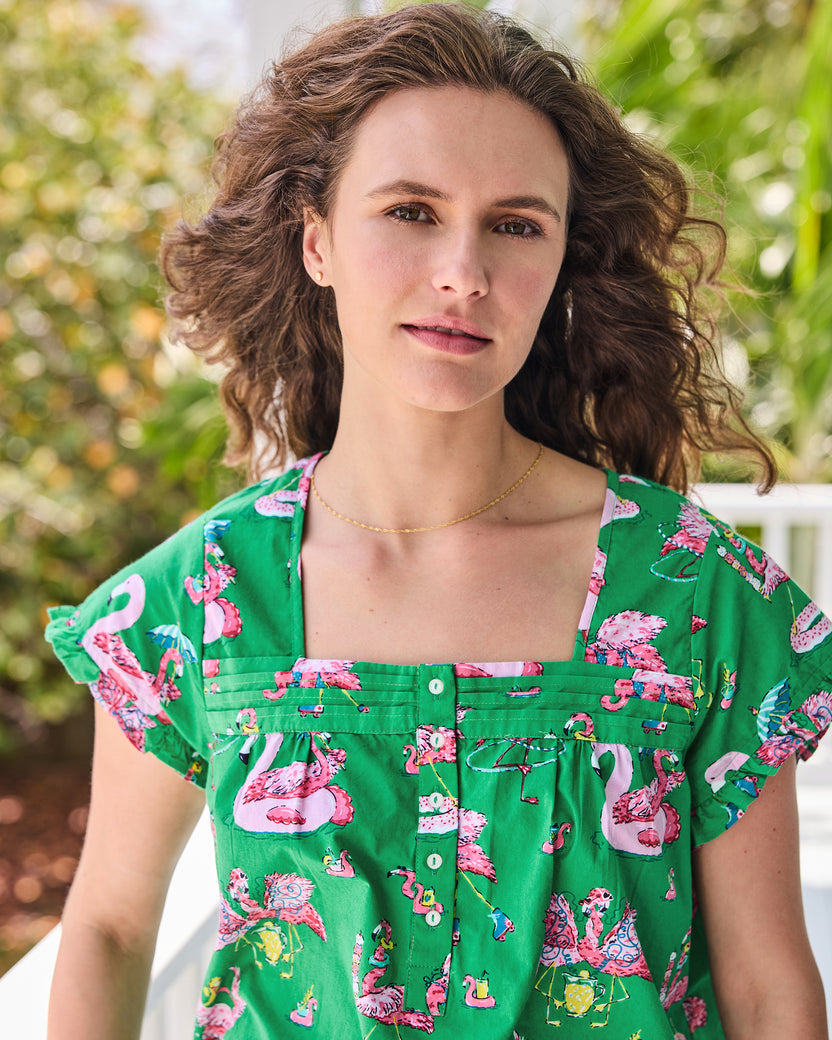 Flock Party - Pintuck Short Set - Palm Frond