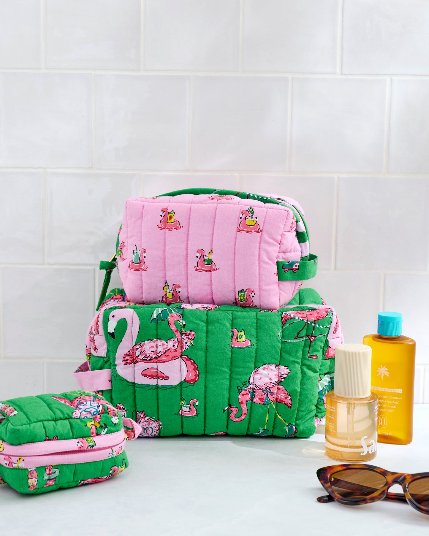 Flock Party - Three’s Best Pouch Set - Palm Frond