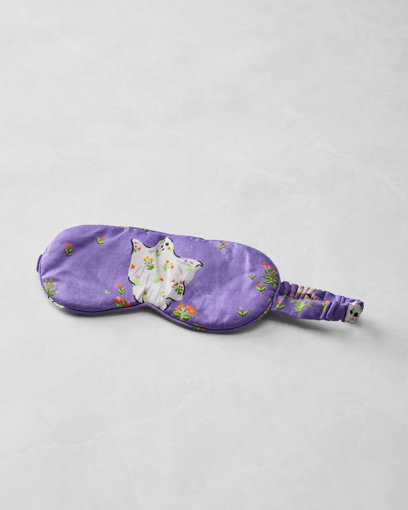Gardening Ghosts - Eco Satin Eye Mask - Eerie Amethyst