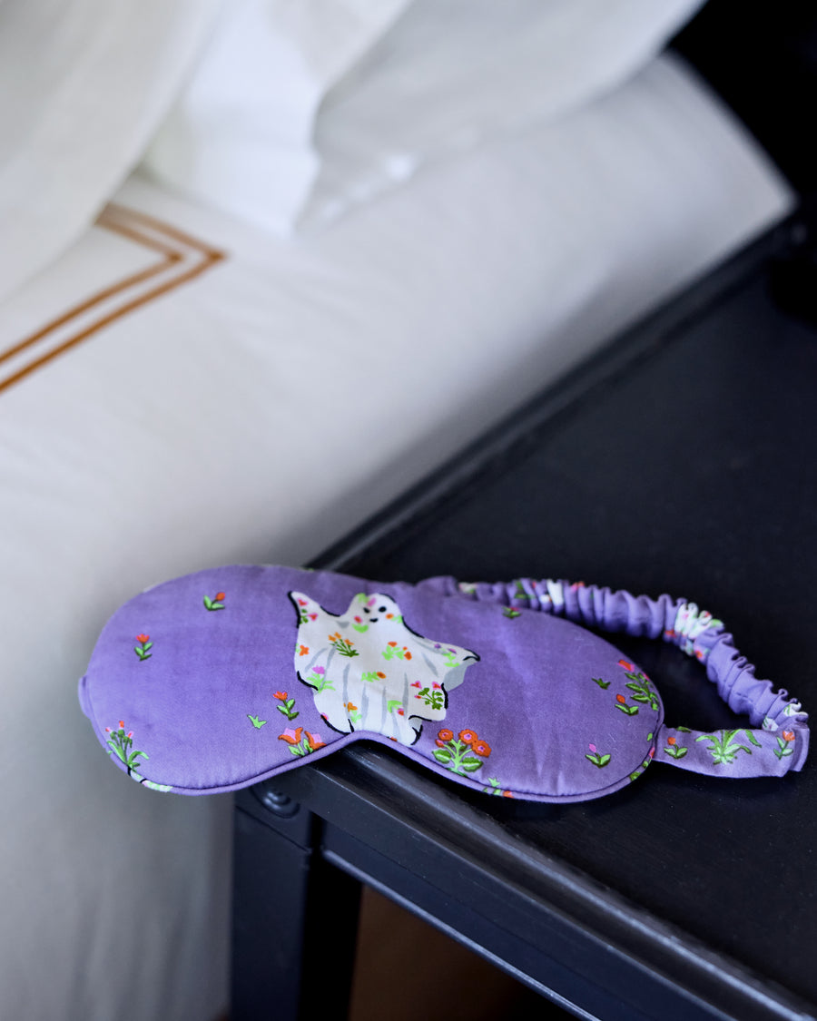 Gardening Ghosts - Eco Satin Eye Mask - Eerie Amethyst