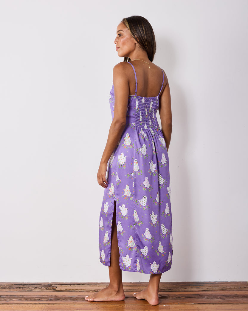 Gardening Ghosts - Eco Satin Chic to Sleep Nightie - Eerie Amethyst