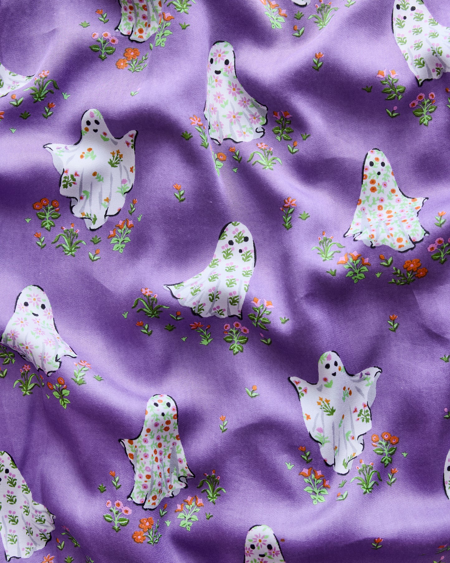 Gardening Ghosts - Eco Satin Chic to Sleep Nightie - Eerie Amethyst