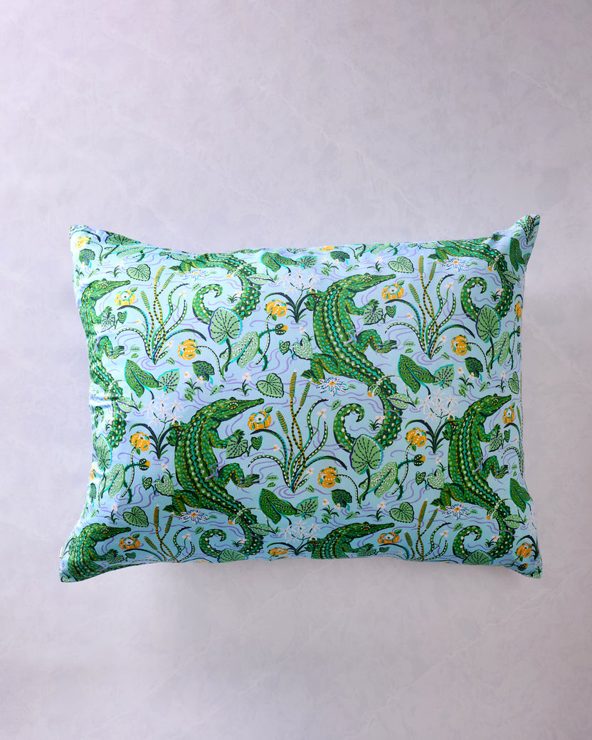 Gator Grove - Eco Satin Pillowcase - Blue Lagoon