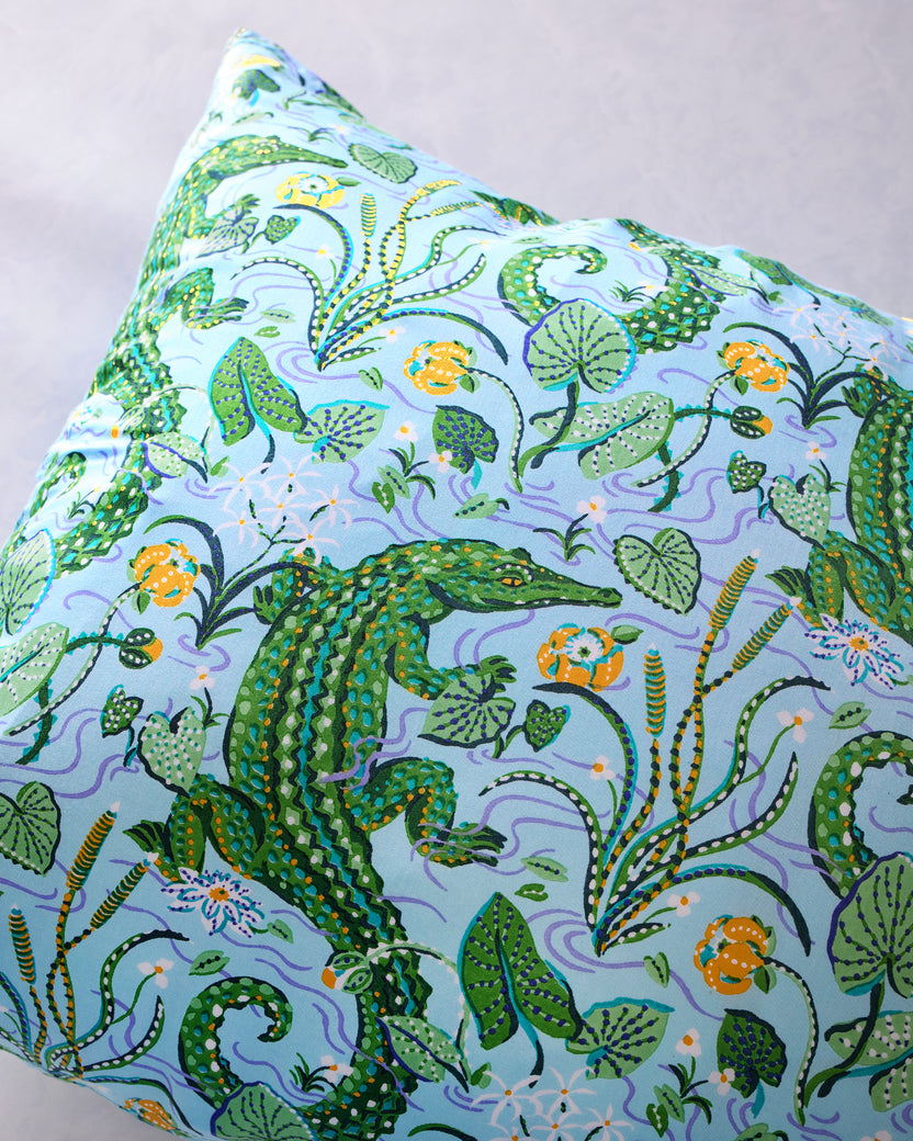 Gator Grove - Eco Satin Pillowcase - Blue Lagoon