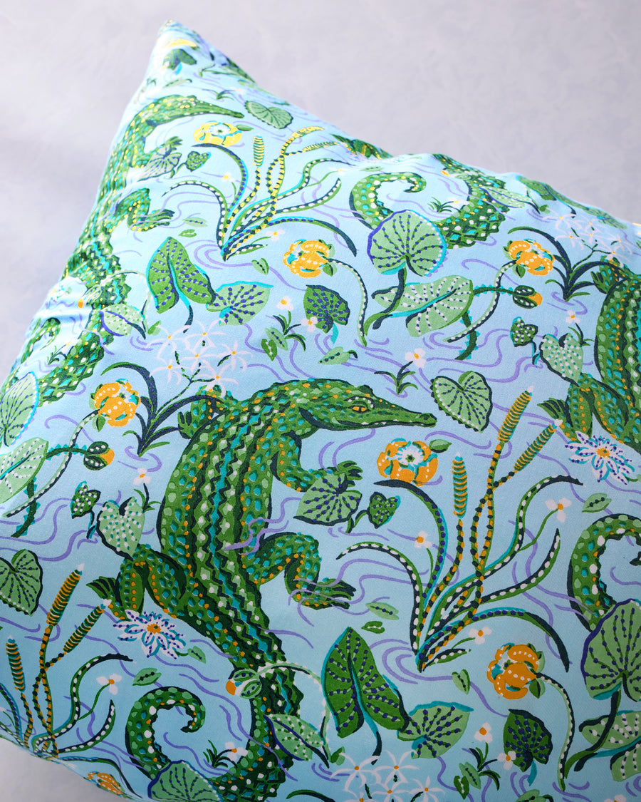 Gator Grove - Eco Satin Pillowcase - Blue Lagoon
