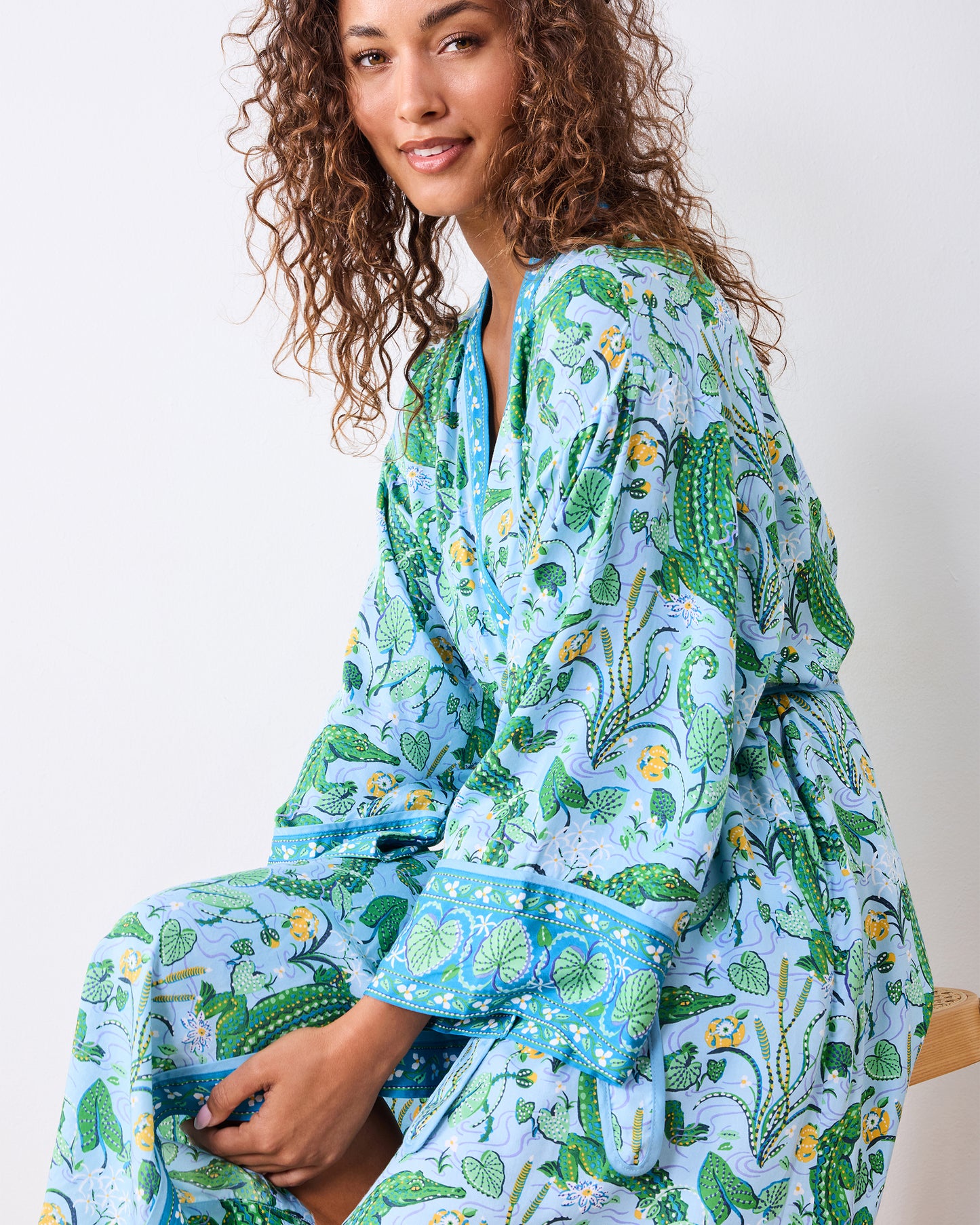 Gator Grove - Eco Satin Robe - Blue Lagoon