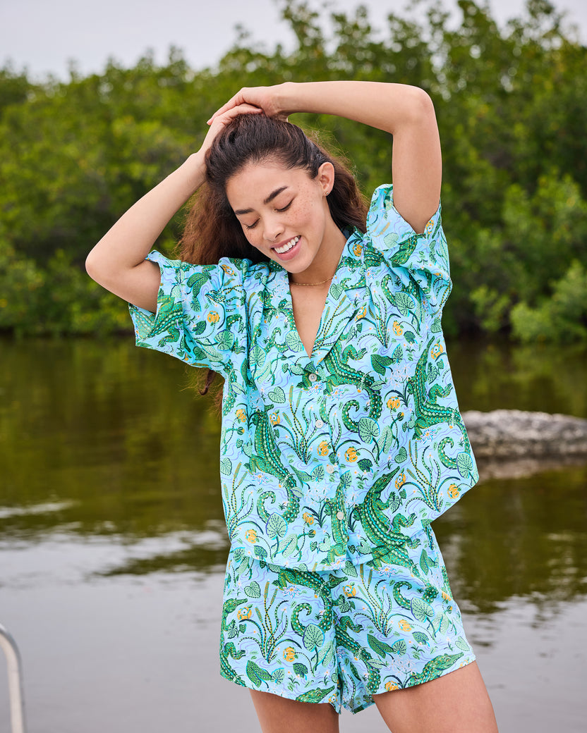 Gator Grove - Eco Satin Sweet Dreams Set - Blue Lagoon