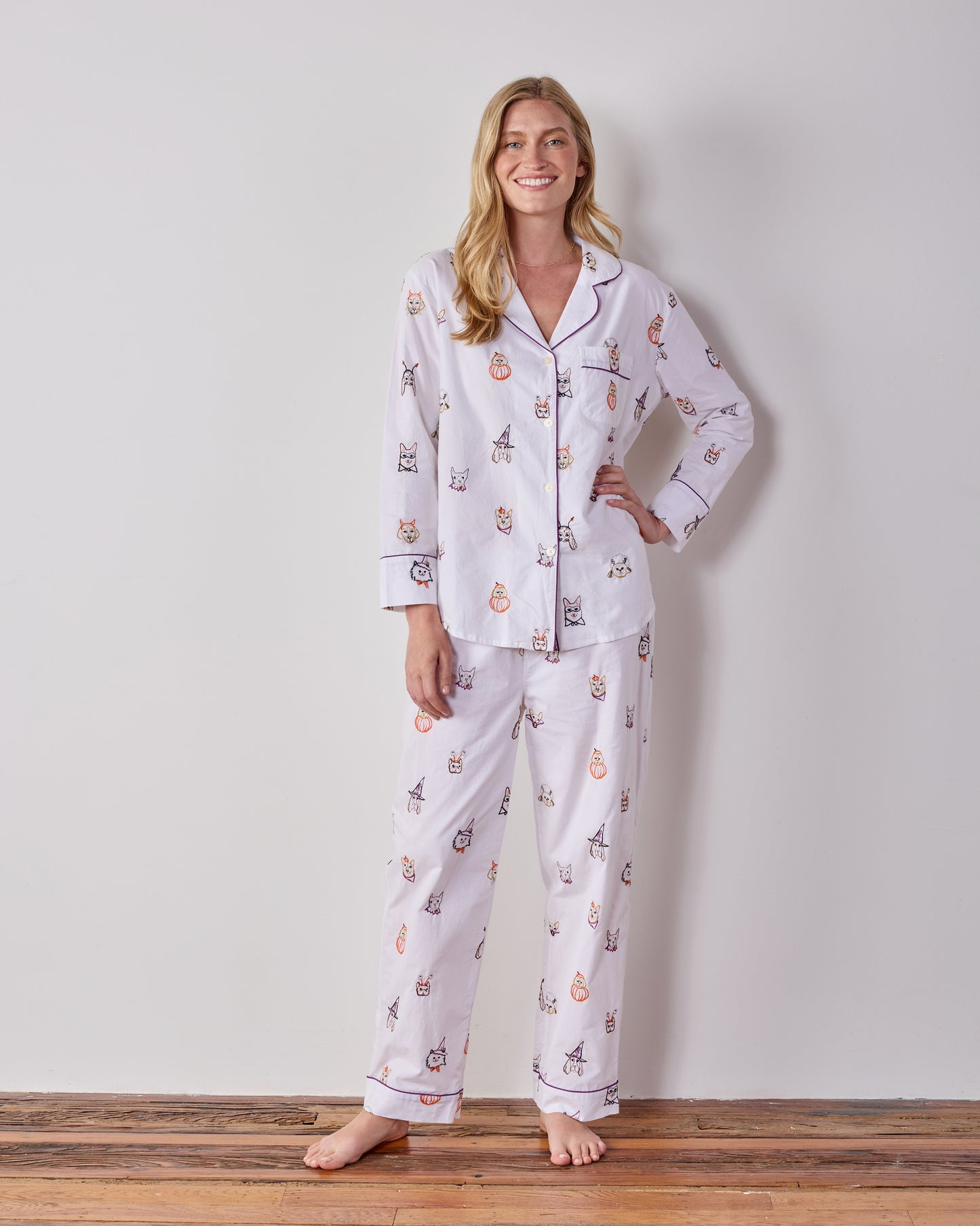 Halloween Hounds - Petite Long PJ Set - Cloud