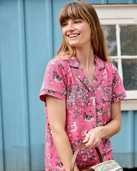 Hen House - Cotton Modal Knit Short PJ Set - Rose Pop