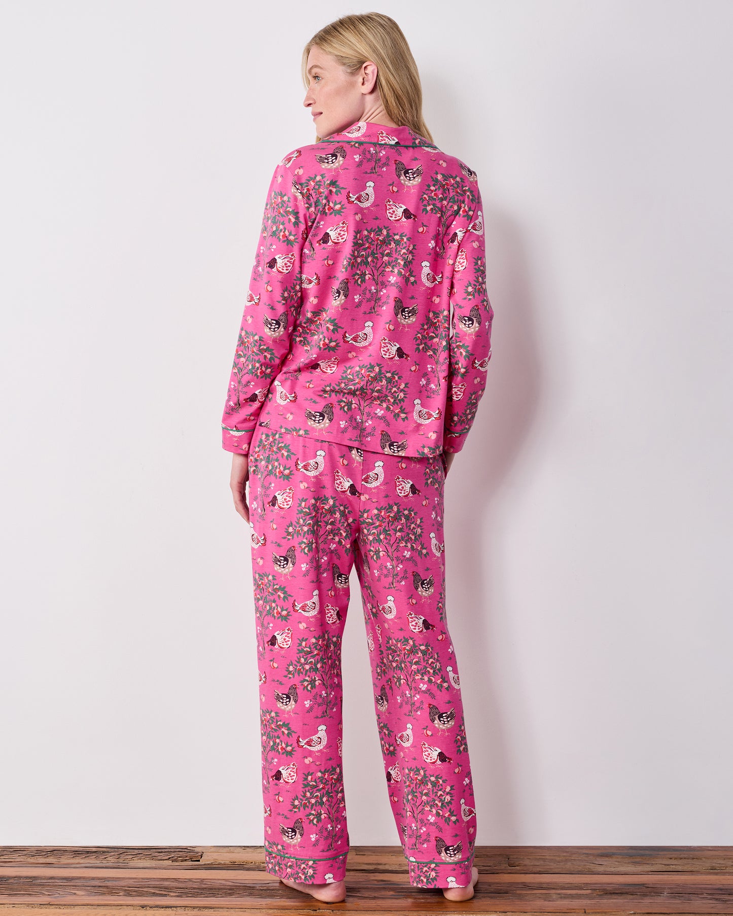 Hen House - Organic Cotton Modal Knit Long PJ Set - Rose Pop