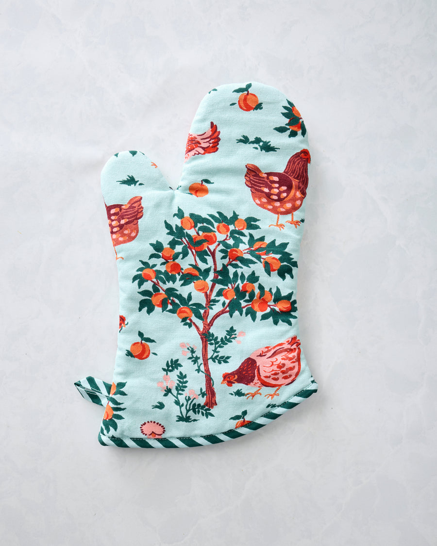 Hen House - Oven Mitt - Soft Blue - Printfresh