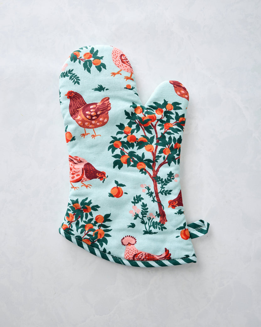 Hen House - Oven Mitt - Soft Blue - Printfresh