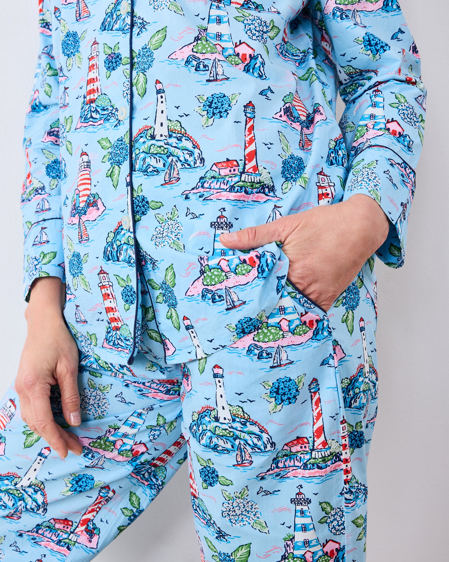Lighthouse Keeper - Tall Long PJ Set - Blue Hydrangea - Printfresh