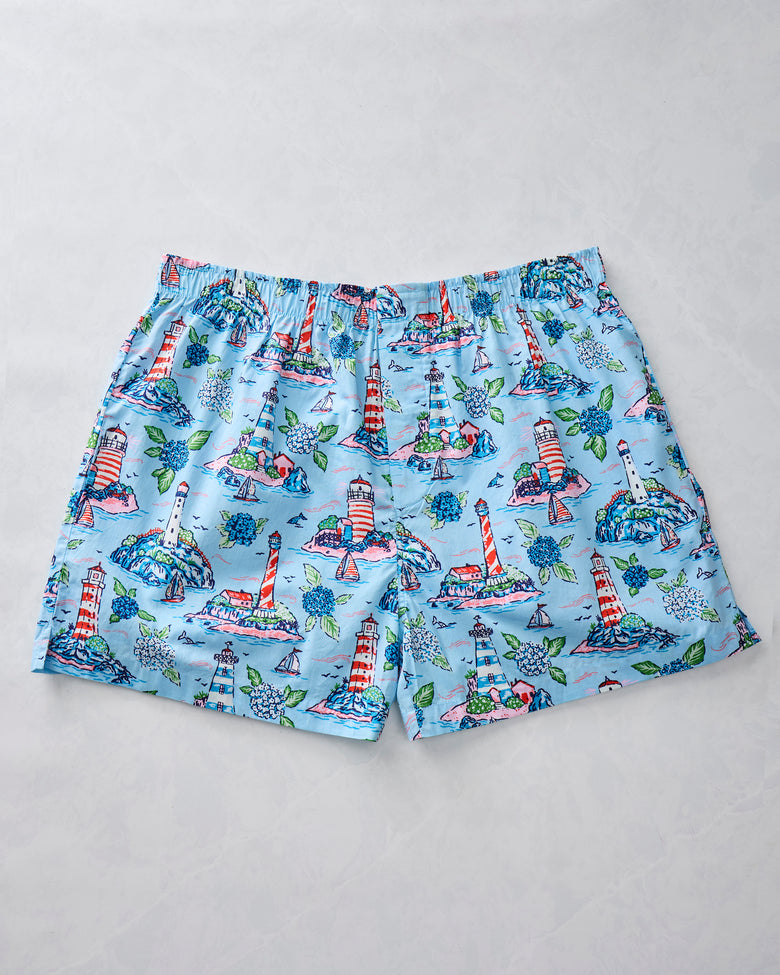 Lighthouse Keeper - Men's Boxer - Blue Hydrangea - Printfresh