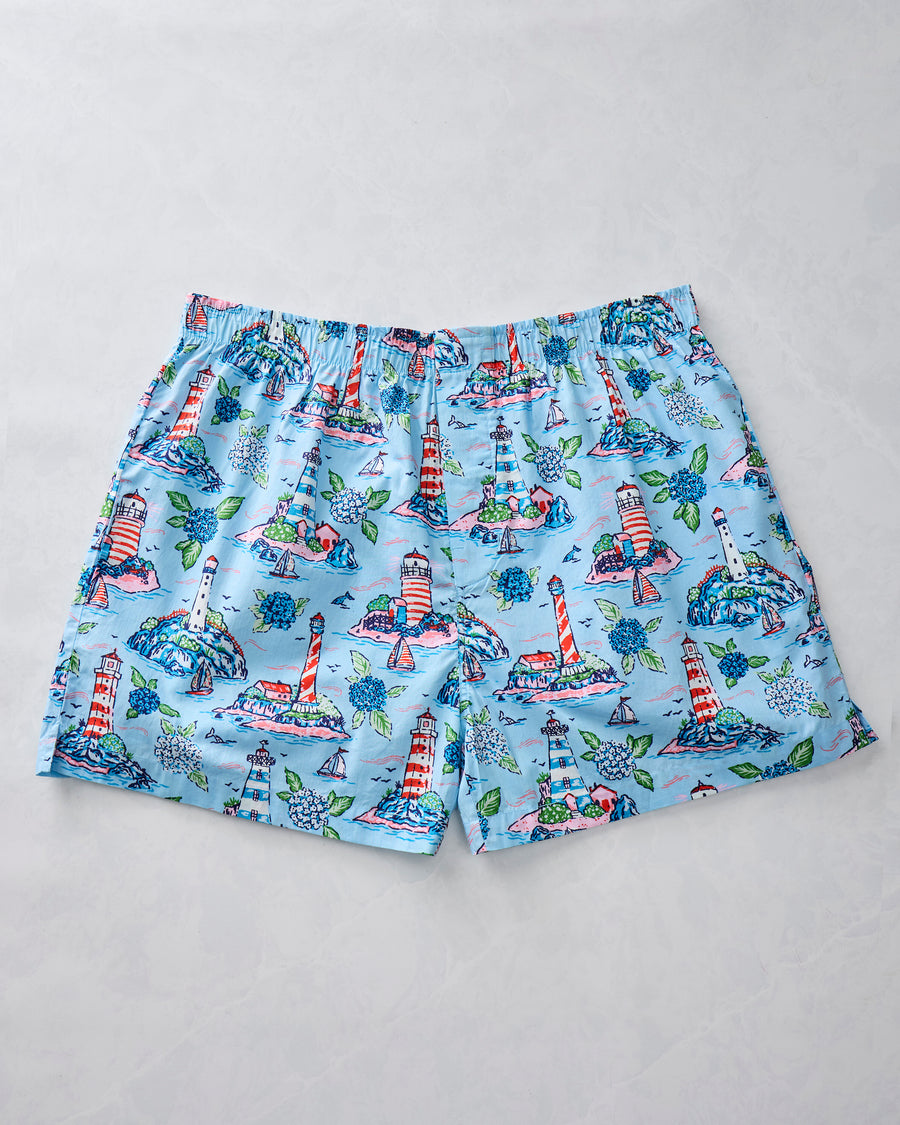 Lighthouse Keeper - Men's Boxer - Blue Hydrangea - Printfresh