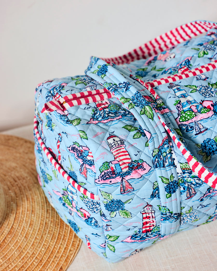 Lighthouse Keeper - Quilted Duffle Bag - Blue Hydrangea - Printfresh