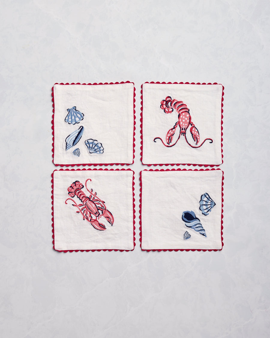 Lobster Landing - Cocktail Napkins Set of 4 - Cloud - Printfresh