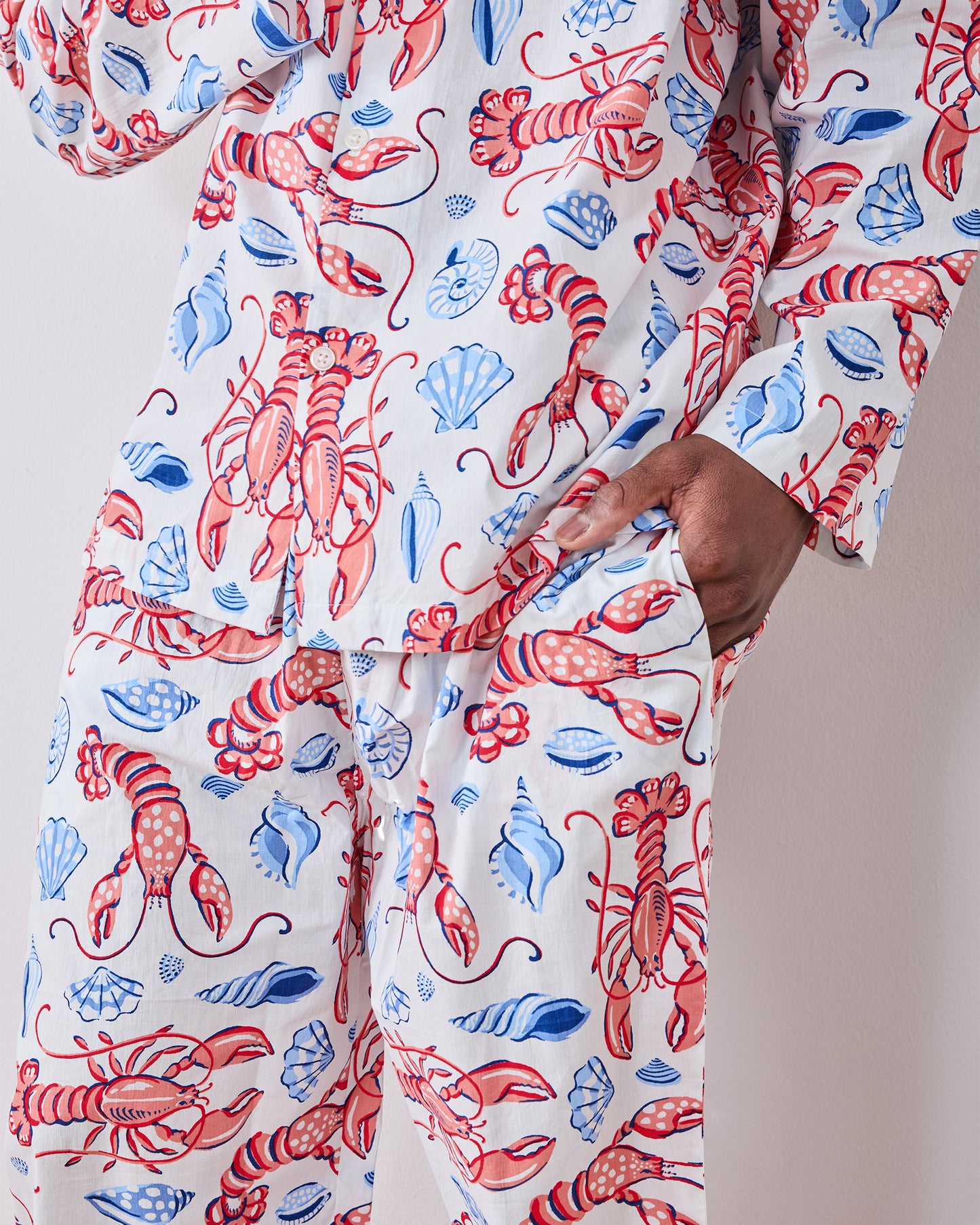Lobster Landing - Men’s Long PJ Set - Cloud - Printfresh