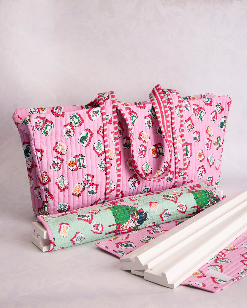 Lucky Tiles - Mah Jongg Bag - Peony Pink