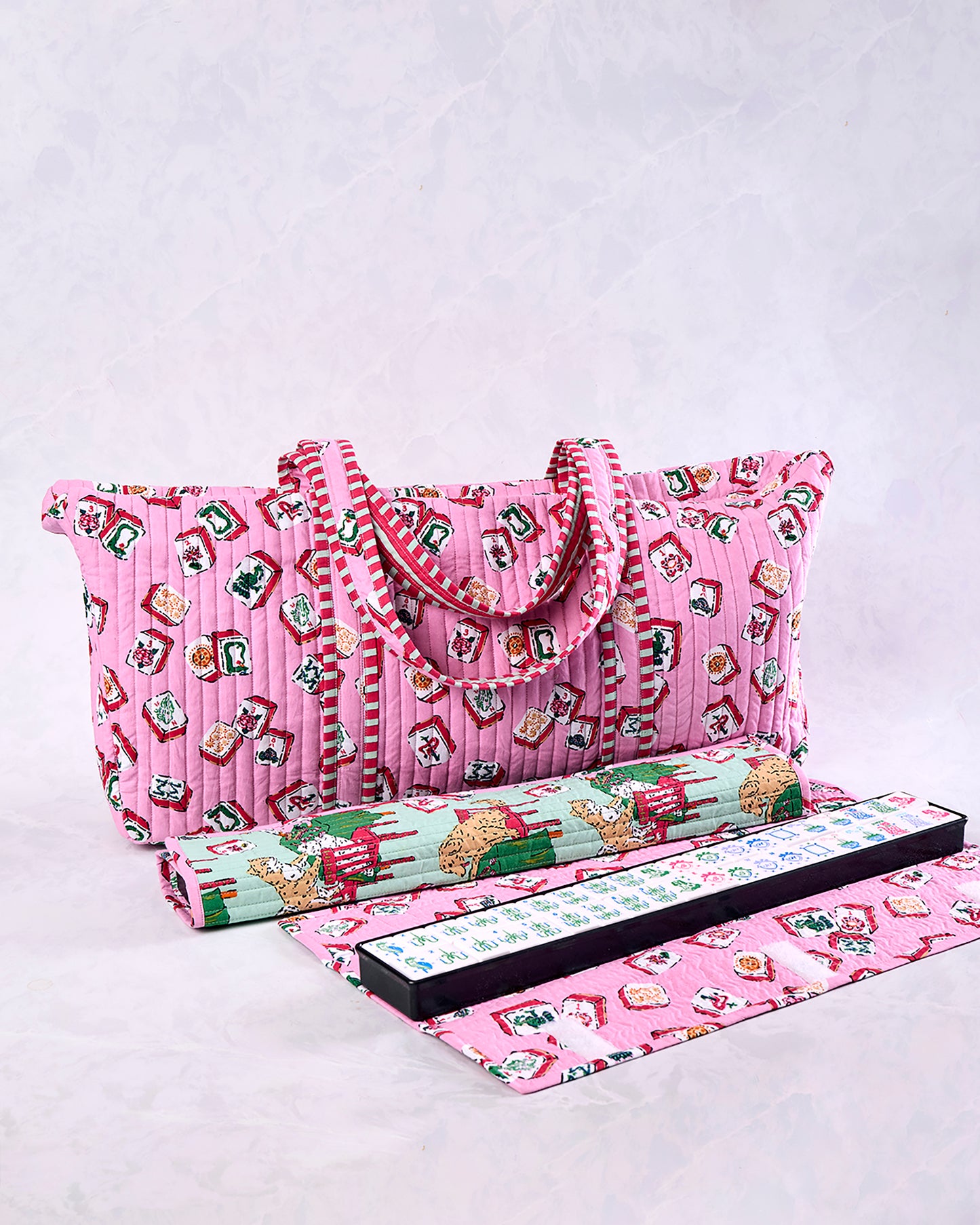 Lucky Tiles - Mah Jongg Bag - Peony Pink