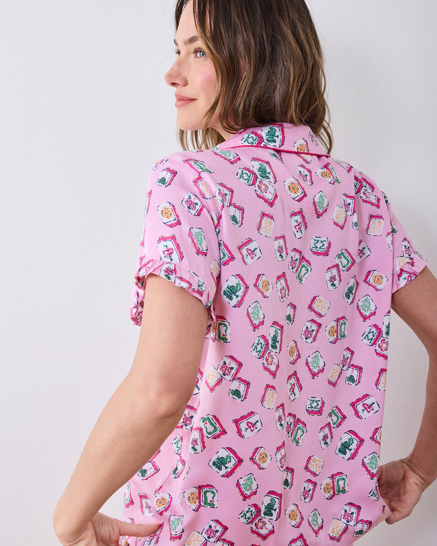 Lucky Tiles - Eco Satin Ruffle Set - Peony Pink