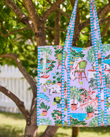 Mediterranean Meow - The Traveler Tote - Lilac & Lime