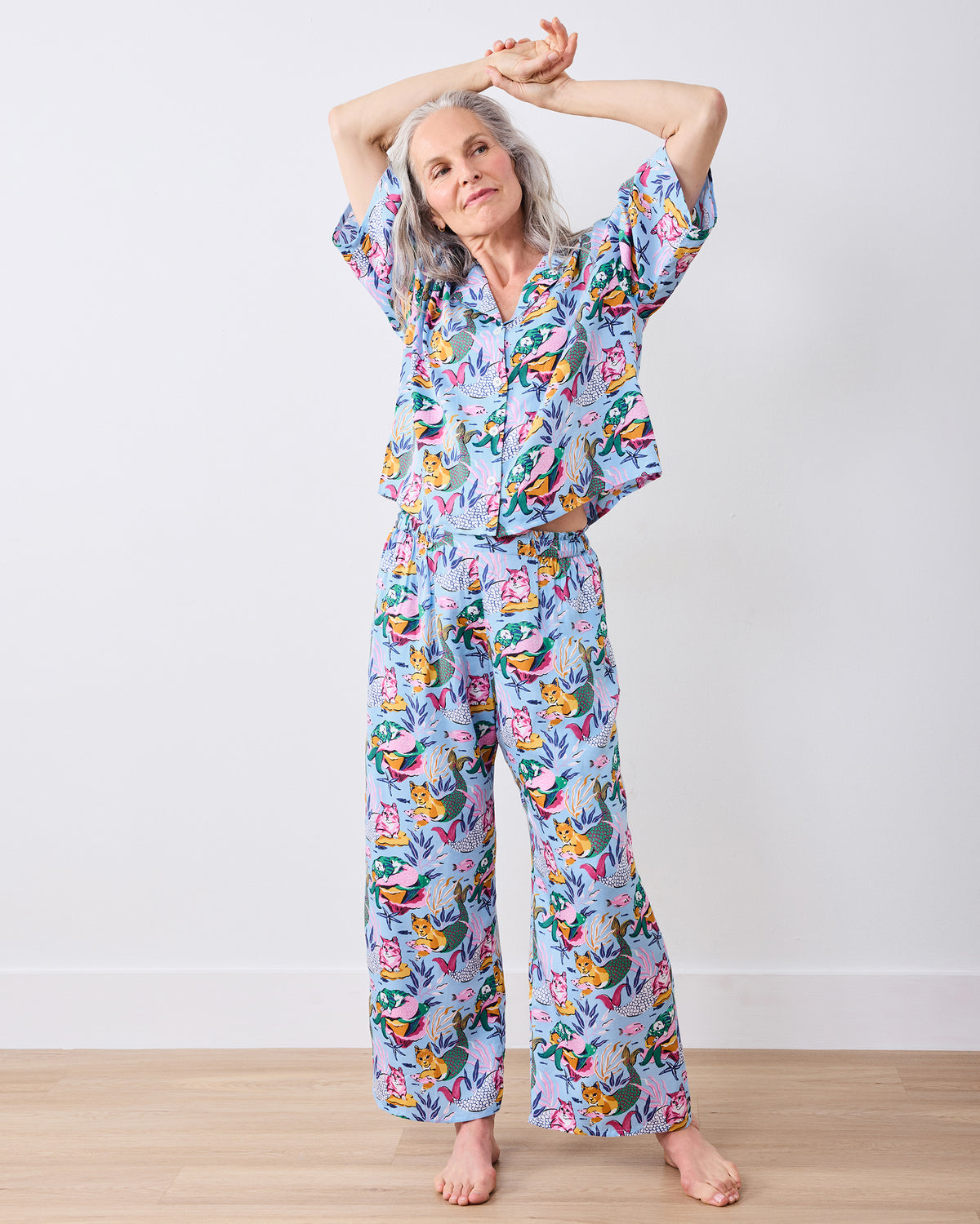 Meowing Mermaids - Eco Satin Wildest Dreams Set - Pale Blue - Printfresh