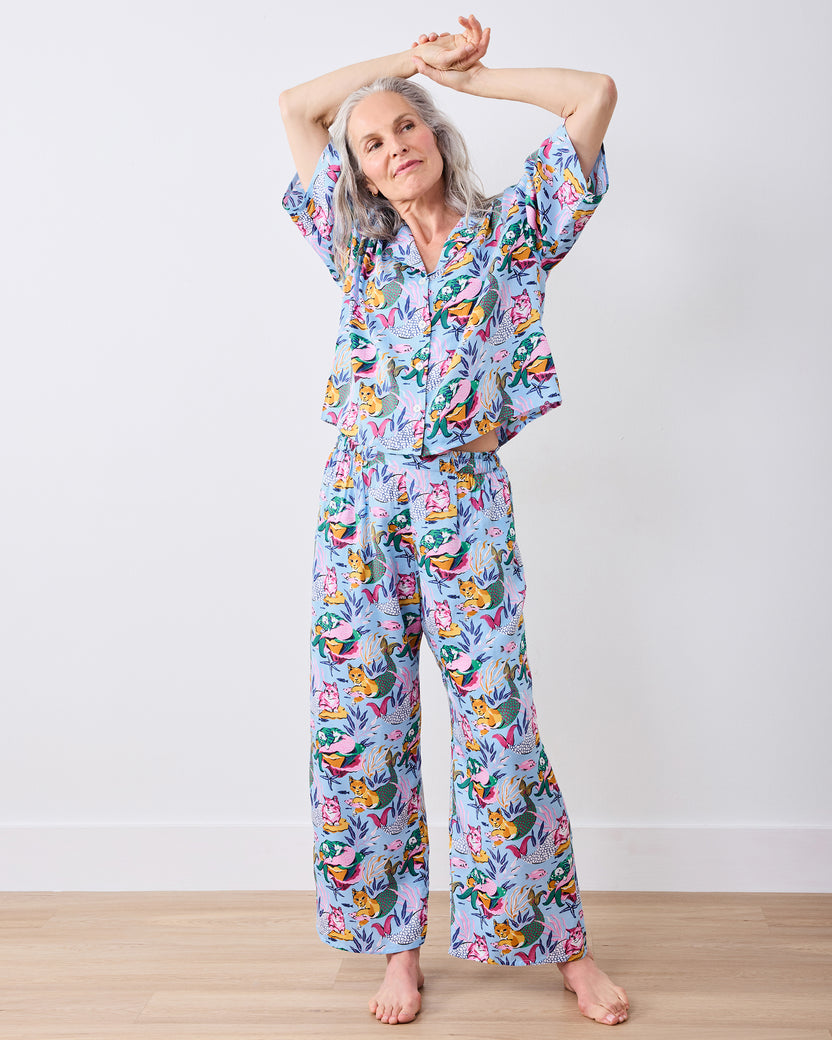 Meowing Mermaids - Eco Satin Wildest Dreams Set - Pale Blue - Printfresh