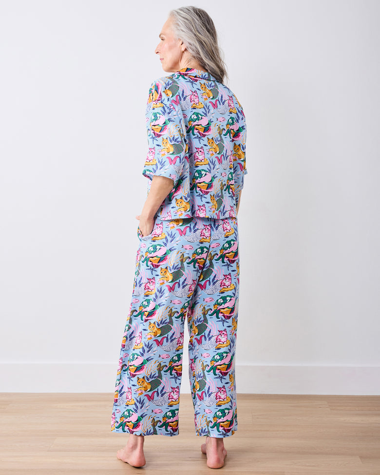 Meowing Mermaids - Eco Satin Wildest Dreams Set - Pale Blue - Printfresh