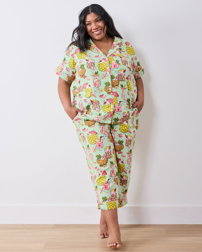 Paradise Punch - Short Sleeve Top & Cropped Pants Set - Mojito