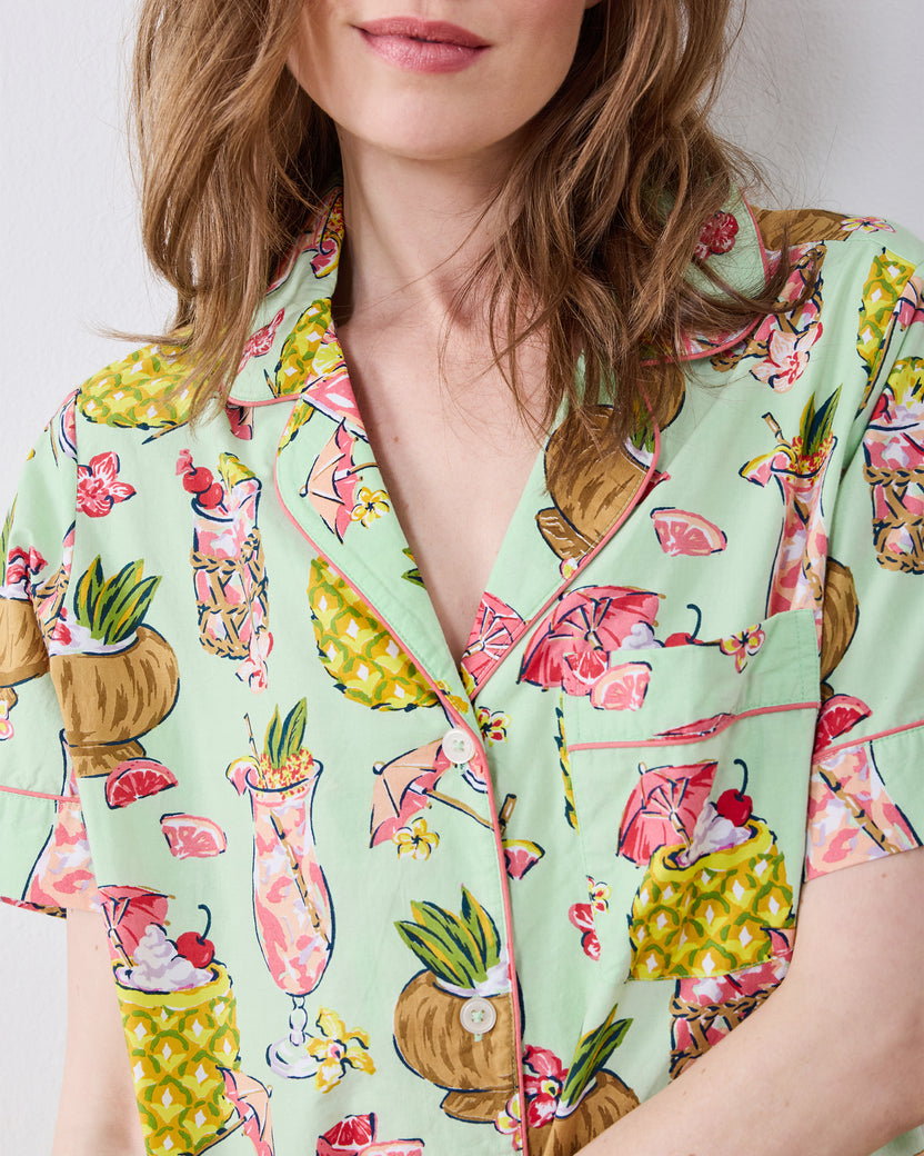 Paradise Punch - Short Sleeve Top & Cropped Pants Set - Mojito