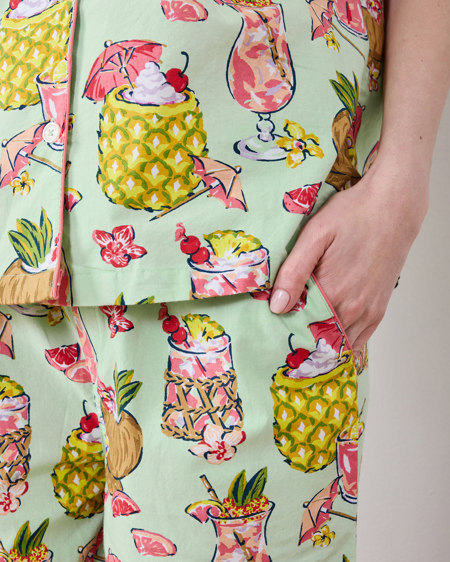 Paradise Punch - Short Sleeve Top & Cropped Pants Set - Mojito