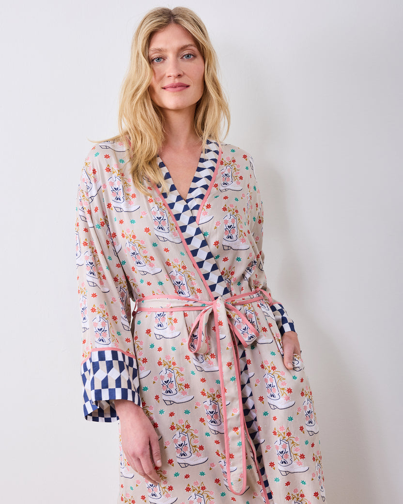 Rhinestone Cowgirl - Eco Satin Robe - Desert Sand